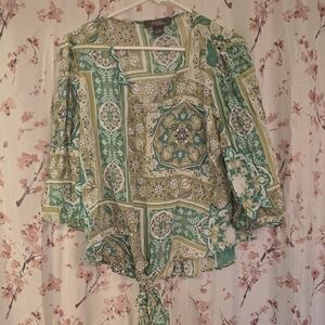 Green Patterned Women's Top
